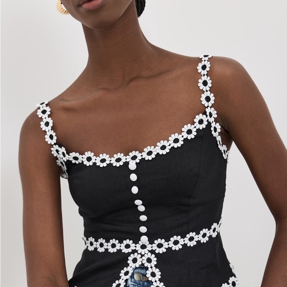 Reformation Black and White Floral Tank Top